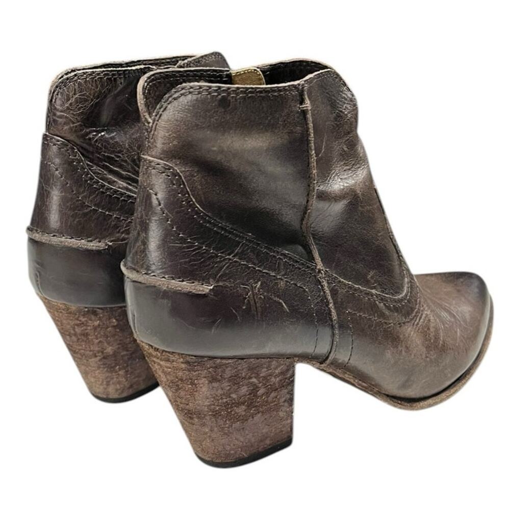 Womens Frye Renee Seam 3470649-BRN Leather Western Ankle Boot 7.5M Brown Cowgirl - Picture 4 of 6